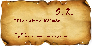 Offenhüter Kálmán névjegykártya